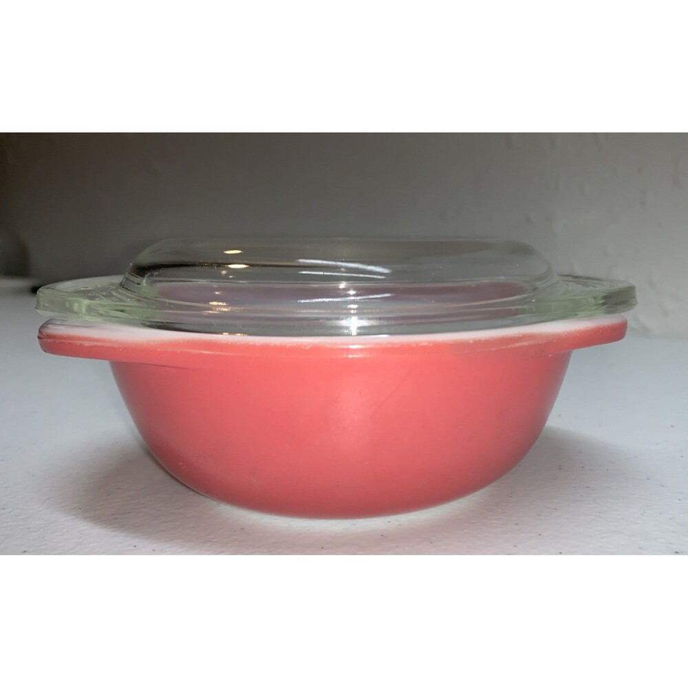 Vintage Pyrex Refrigerator Dish 080 Flamingo Pink With Lid 980 8oz